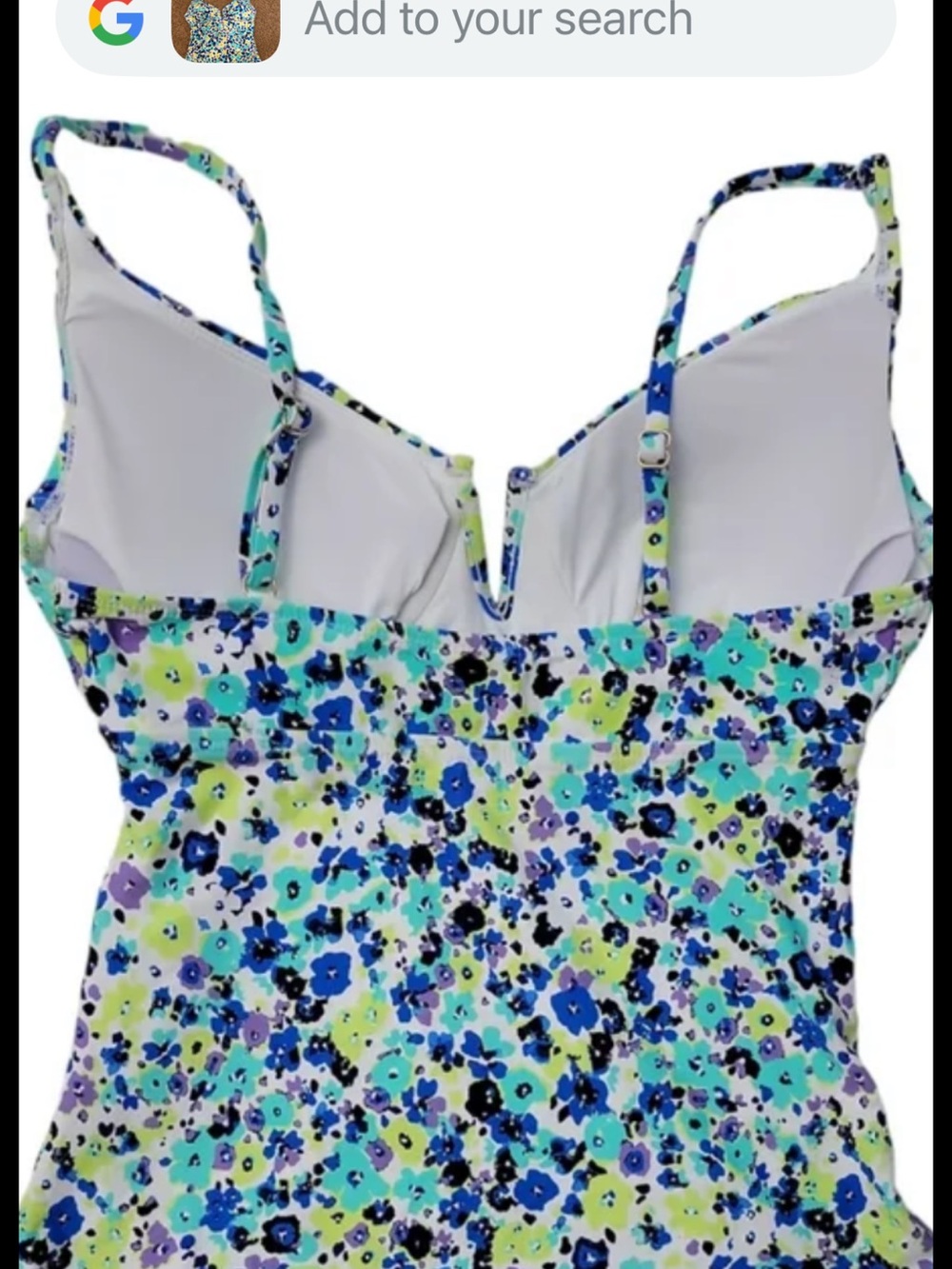 Floral Blue & Yellow Swim Tank with Adjustable Straps - Picture 2 of 2